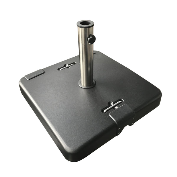 Gdf Studio Larissa Outdoor 119lb Concrete Square Umbrella Base With Stainless Steel Collar