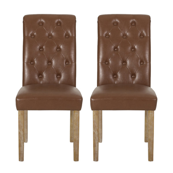 Gdf Studio Larkspur Contemporary Faux Leather Tufted Dining Chairs Set Of 2