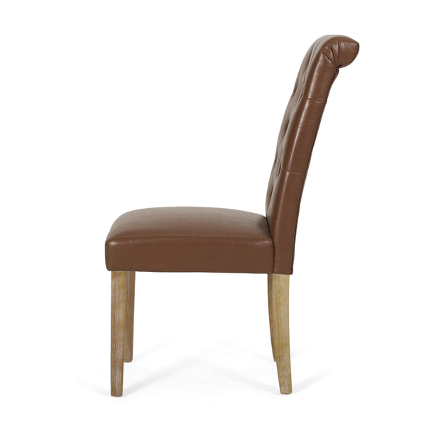 Gdf Studio Larkspur Contemporary Faux Leather Tufted Dining Chairs Set Of 2