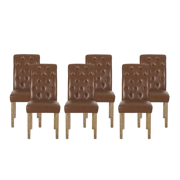 gdf studio Larkspur Contemporary Faux Leather Tufted Dining Chairs Set of 6