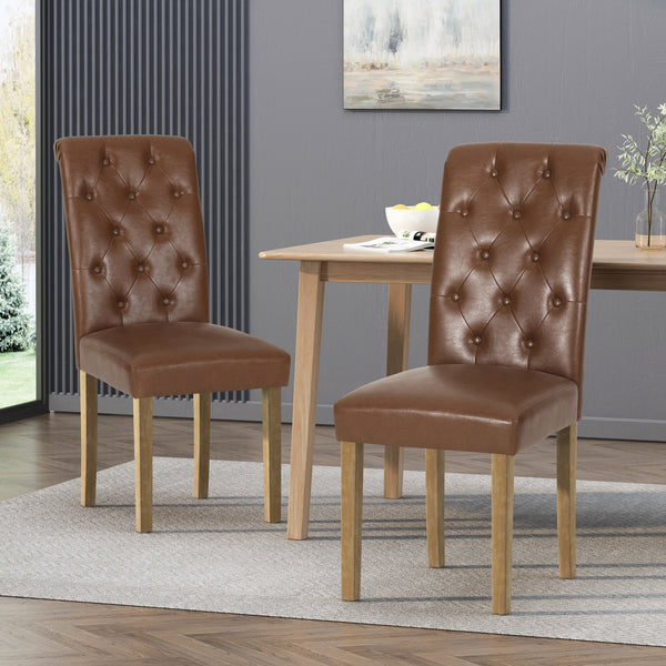 gdf studio Larkspur Contemporary Faux Leather Tufted Dining Chairs Set of 2