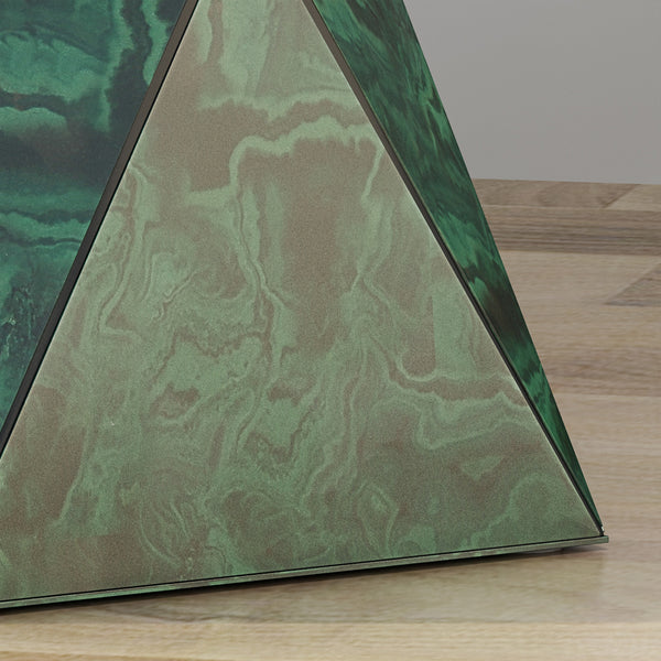 Gdf Studio Larry Tempered Glass Hourglass Side Table Malachite Finish