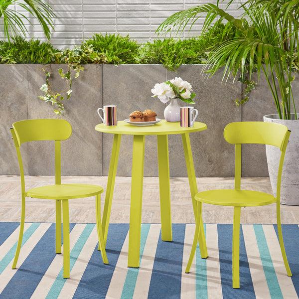 Gdf Studio Larson Outdoor Bistro Set Matte Lime Green