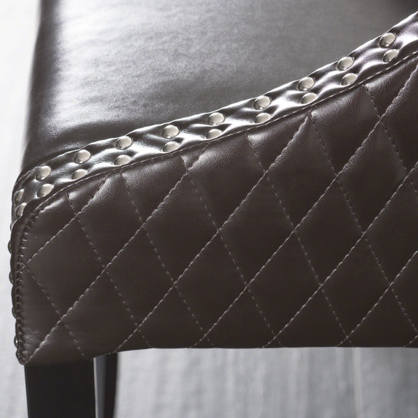 Gdf Studio Larue Contemporary Quilted Brown Bonded Leather Barstool With Nailhead Trim