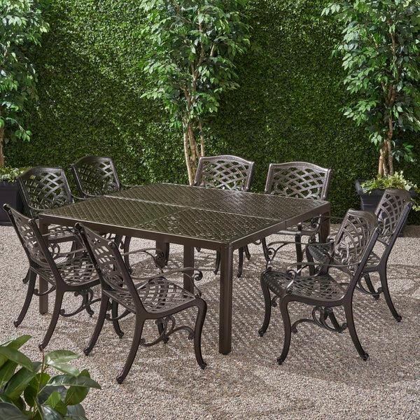 Gdf Studio Laura Outdoor Aluminum 8 Seater Dining Set
