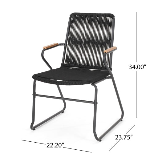 Gdf Studio Laycee Modern Outdoor Rope Weave Chat Set With Side Table
