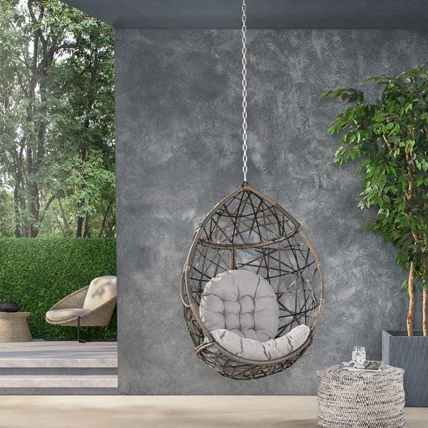 Gdf Studio Layden Indoor/Outdoor Wicker Hanging Egg / Teardrop Chair (NO STAND)