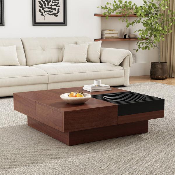 Gdf Studio Leader Italian Vintage Style Acacia Wood Storage Coffee Table Brown And Black