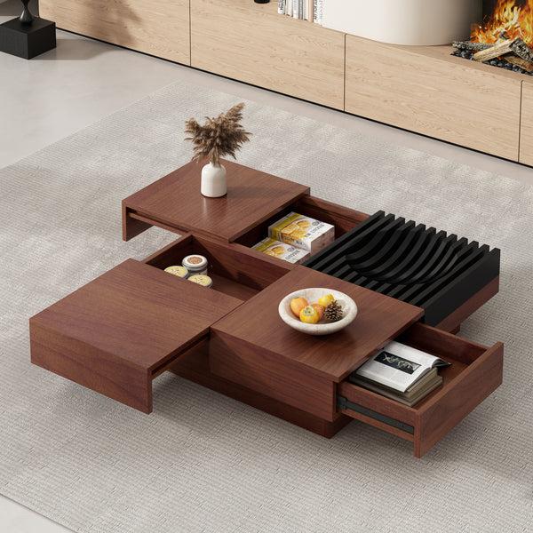 Gdf Studio Leader Italian Vintage Style Acacia Wood Storage Coffee Table Brown And Black