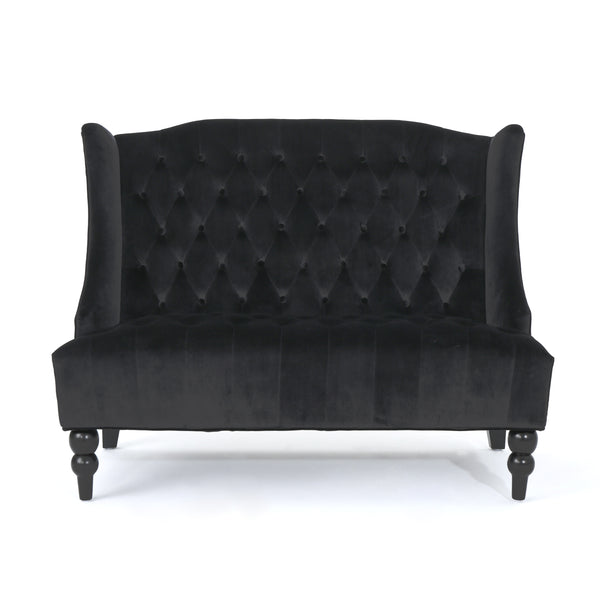 gdf studio Leah French Style Tufted High Winged Back New Velvet Loveseat