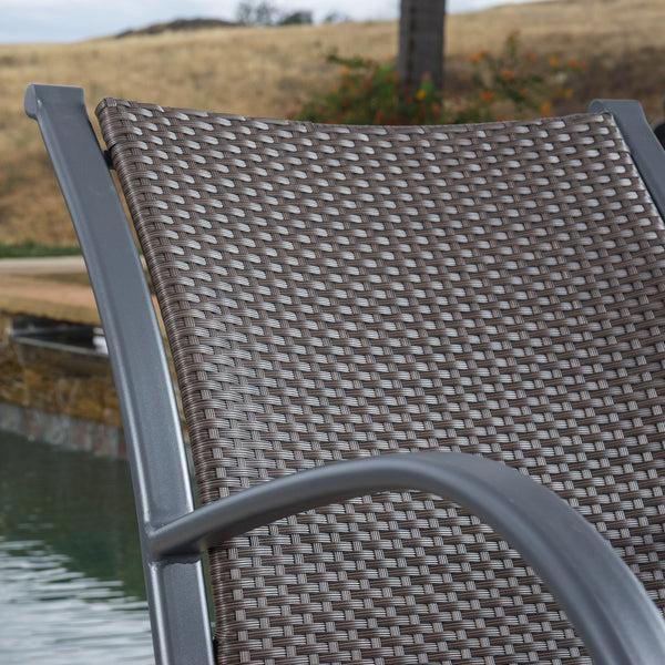 Gdf Studio Leann Outdoor 3pc Dark Brown Wicker Rocking Chair Chat Set (Hourglass Table)