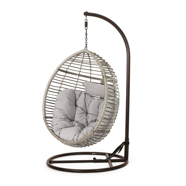 gdf studio Leasa Outdoor Wicker Hanging Teardrop / Egg Chair