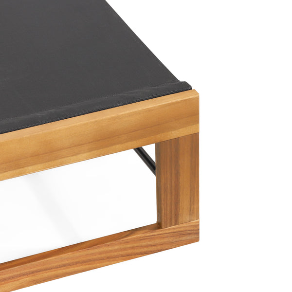 Gdf Studio Leavitt Outdoor Mesh And Wood Adjustable Chaise Lounges Set Of 4 Black And Teak