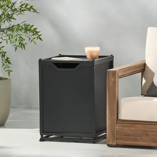 Gdf Studio Lecanto Outdoor Metal Tank Holder Side Table Matte Black