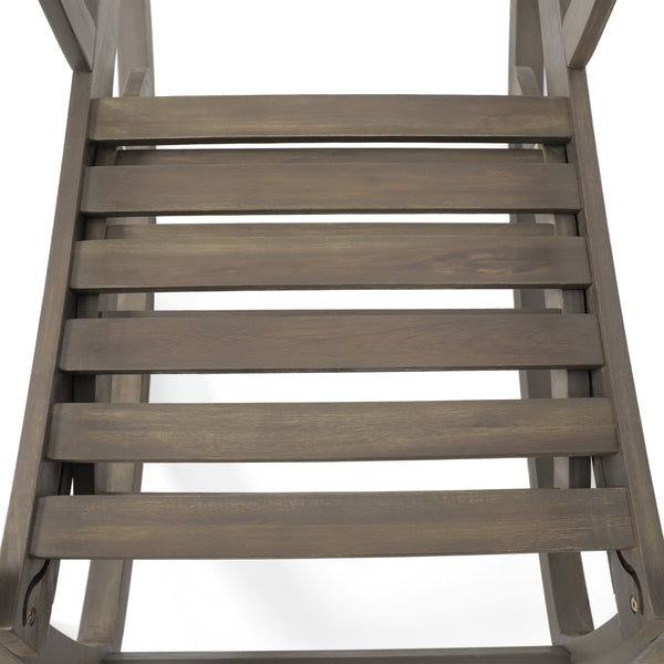 Gdf Studio Lee Outdoor Rustic Acacia Wood Recliner Rocking Chairs (Set Of 2)