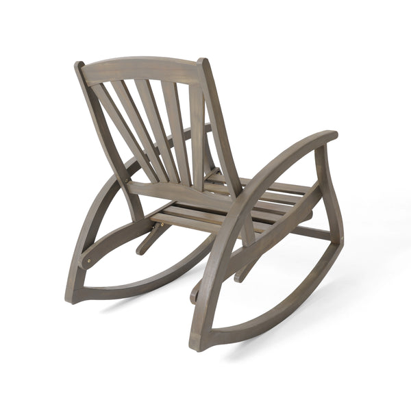 Gdf Studio Lee Outdoor Rustic Acacia Wood Recliner Rocking Chairs (Set Of 2)