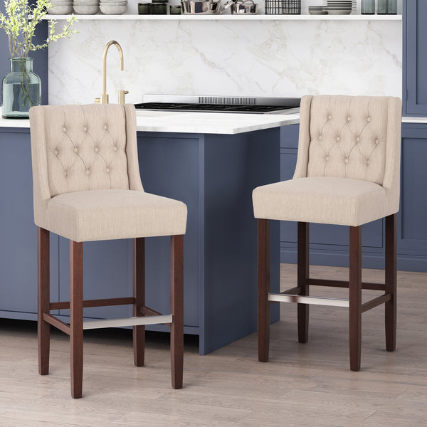 gdf studio Leeandre Contemporary Wingback Fabric Barstools (Set of 2)