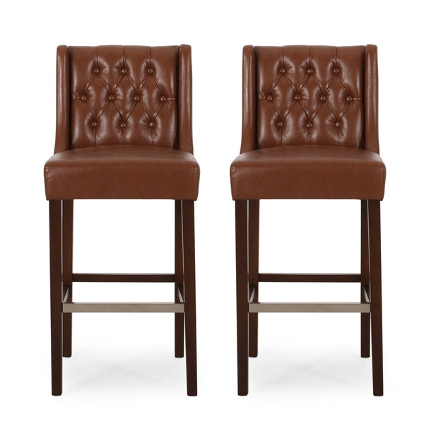 Gdf Studio Leeandre Contemporary Wingback Faux Leather Barstools (Set Of 2)
