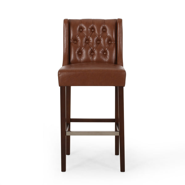 Gdf Studio Leeandre Contemporary Wingback Faux Leather Barstools (Set Of 2)
