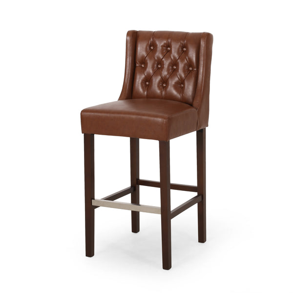 Gdf Studio Leeandre Contemporary Wingback Faux Leather Barstools (Set Of 2)