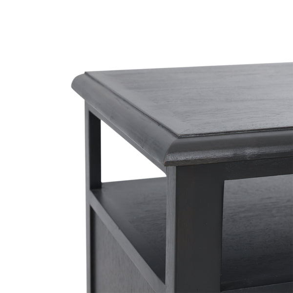 Gdf Studio Lempster Rustic Acacia Wood And Cane Nightstand Dark Gray