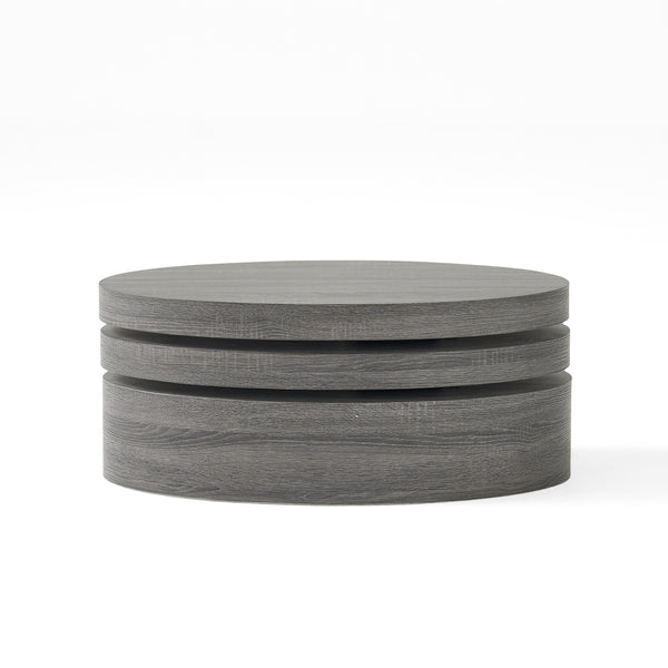 gdf studio Lenox Modern Oval Black Oak Finish Faux Wood Rotating Coffee Table