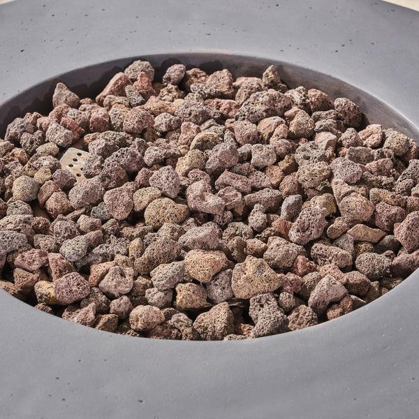 Gdf Studio Leo Outdoor 31-inch Round Light Weight Concrete Gas Burning Fire Pit