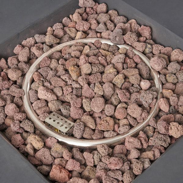 Gdf Studio Leo Outdoor 31-inch Square Light Weight Concrete Gas Burning Fire Pit