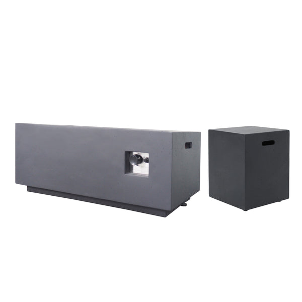 gdf studio Leo Outdoor 40-inch Rectangular Light Weight Concrete Gas Burning Fire Pit