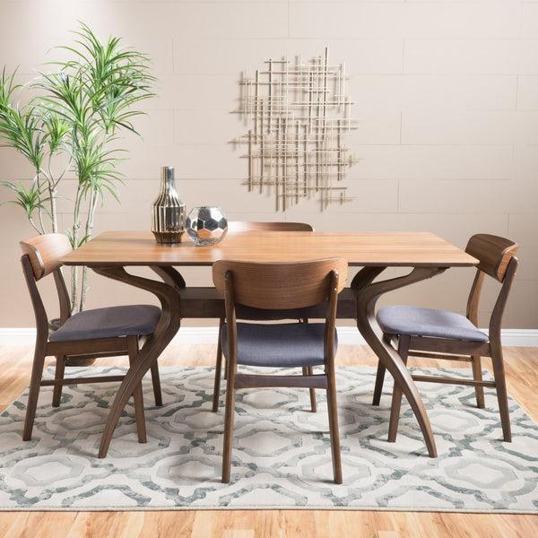 Gdf Studio Leona Mid-Century Modern 5 Piece Dining Set