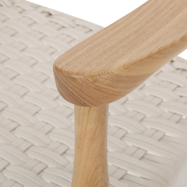Gdf Studio Leonela Mid-Century Modern Ash Wood Accent Chair With Olefin Rope Seat