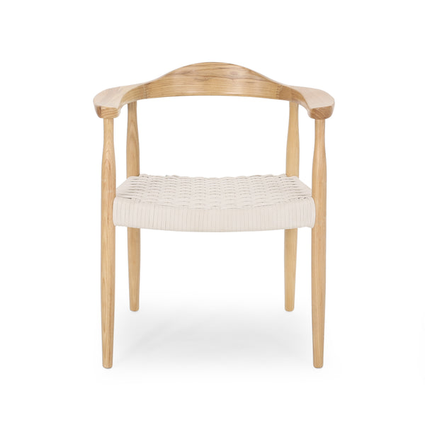 gdf studio Leonela Mid-Century Modern Ash Wood Accent Chair with Olefin Rope Seat