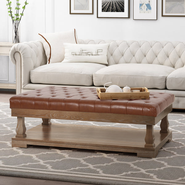 gdf studio Leovanni Contemporary Fabric Rectangular Ottoman