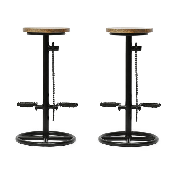 Gdf Studio Lepley Industrial Handcrafted Mango Wood Pedal Barstool