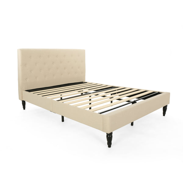 gdf studio Lera Fully-Upholstered Queen-Size Platform Bed Frame Low-Profile Contemporary