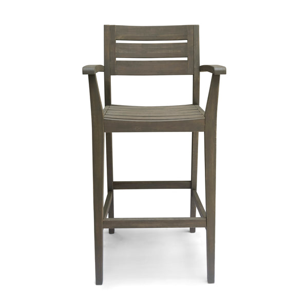 Gdf Studio Lera Outdoor Rustic Acacia Wood Barstool (Set Of 2)