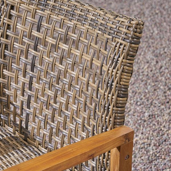 Gdf Studio Levant Outdoor 6 Piece Wood And Wicker Chat Set