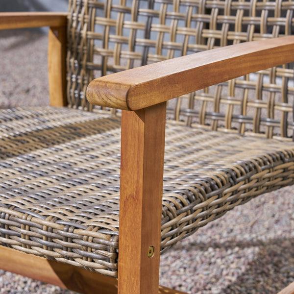 Gdf Studio Levant Outdoor 6 Piece Wood And Wicker Chat Set