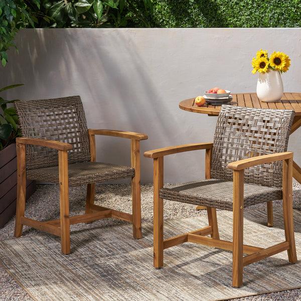 Gdf Studio Levant Outdoor Acacia Wood Dining Chair (Set Of 2)