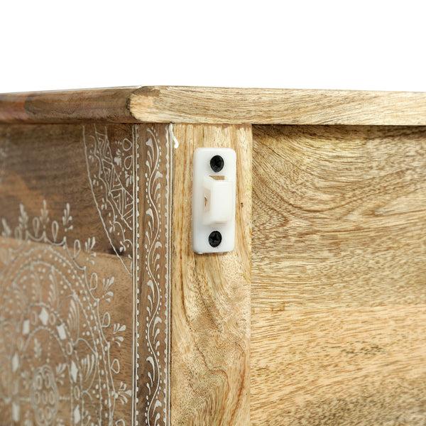 Gdf Studio Leverick Handcrafted Boho 3 Drawer Mango Wood End Table