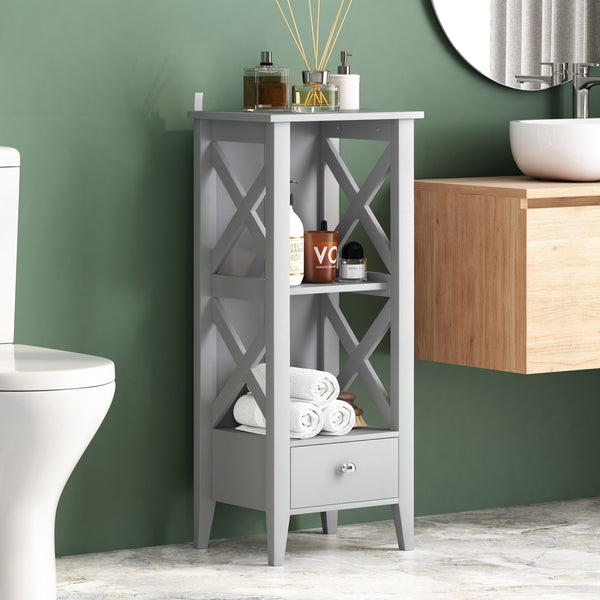 Gdf Studio Lewis Modern Bathroom Floor Storage Rack With Drawer