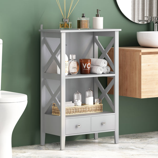 gdf studio Lewis Modern Bathroom Floor Storage Rack with Drawers