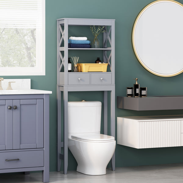 gdf studio Lewis Modern Over-the-Toilet Storage Rack with Drawers