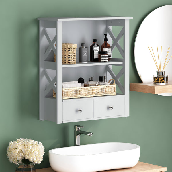 gdf studio Lewis Modern Wall-Mounted Bathroom Storage Cabinet with Drawers