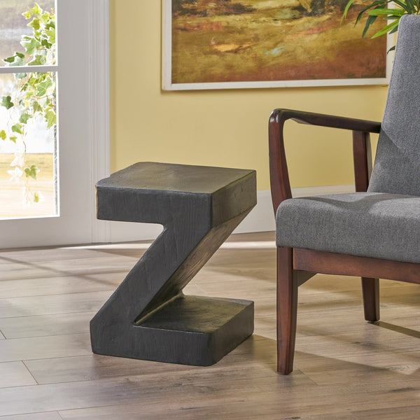 Gdf Studio Ligia Modern Z-Shaped Lightweight Concrete Accent Side Table