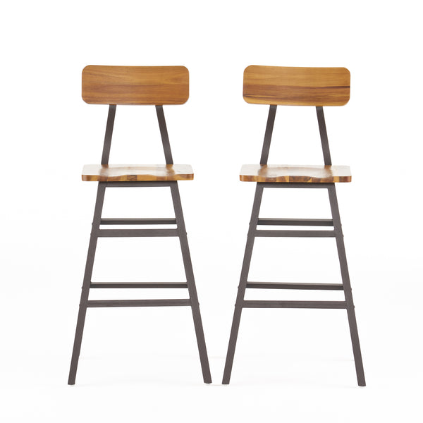 gdf studio Lilinden Natural Stained Laminated Acacia 28-Inch Bar Chair (Set of 2)