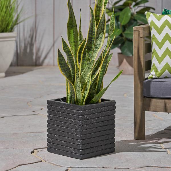 Gdf Studio Lilith Garden Urn Planter Square Riveted Lightweight Concrete