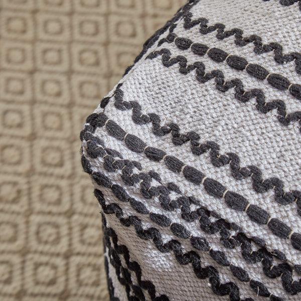 Gdf Studio Lillian Large Square Casual Pouf Contemporary Black And Natural Cotton