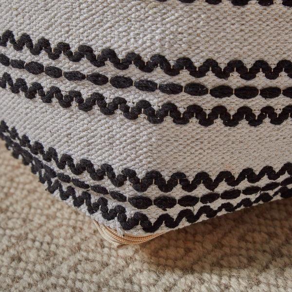 Gdf Studio Lillian Large Square Casual Pouf Contemporary Black And Natural Cotton