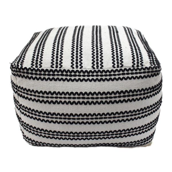gdf studio Lillian Large Square Casual Pouf Contemporary Black and Natural Cotton